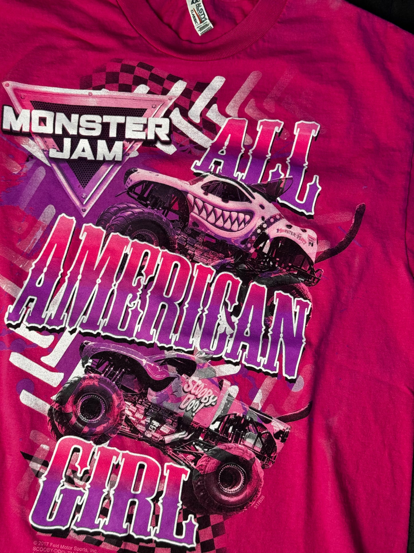 Pink Monster Truck All American Girl tee