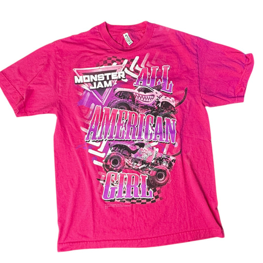 Pink Monster Truck All American Girl tee