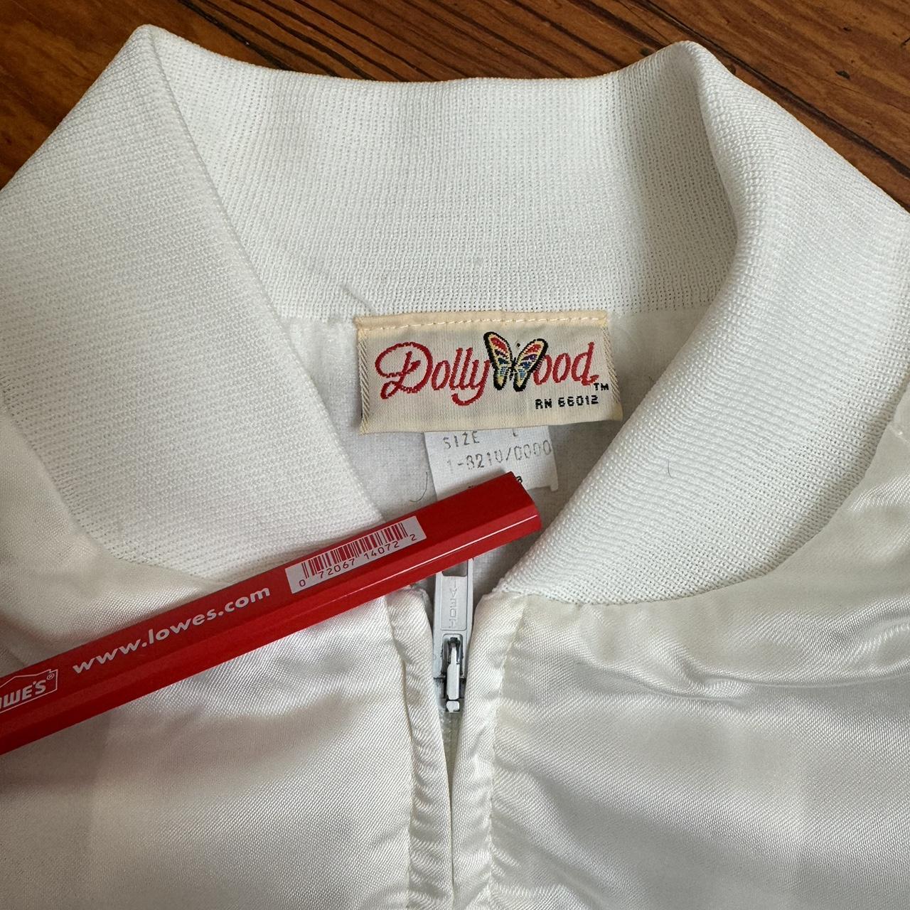 Vintage Dollywood White Satin Jacket Large